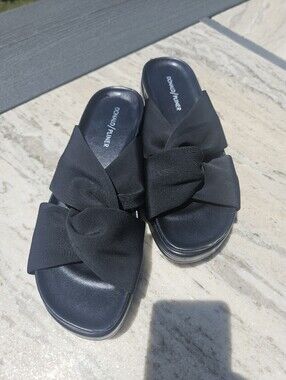 Donald J. Pliner Black Bow Slip-On Mules